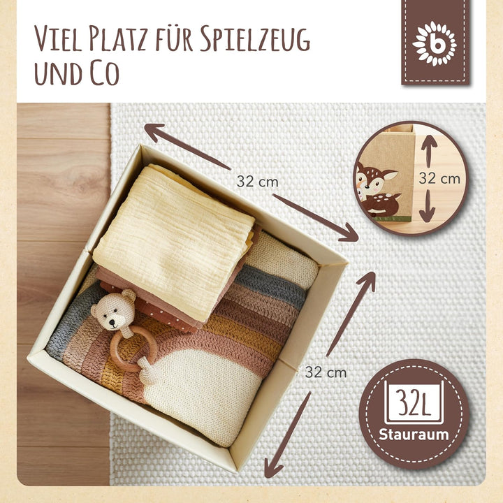 Bieco Aufbewahrungsbox Kinder Rehe | Kinderzimmer Aufbewahrung | Kallax Einsatz Kinder Spielzeug Auf