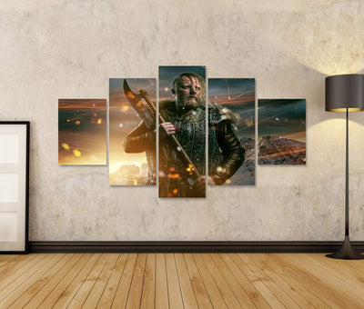 Bild auf Leinwand Wikinger Während des Kampfes Wandbild Poster Kunstdruck Bilder Format: 170x80cm -