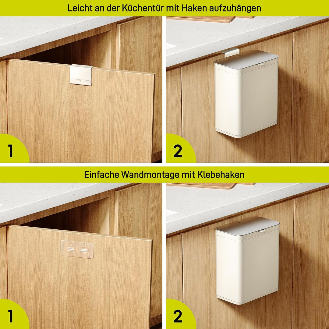 EKO Biomülleimer Küche 7L, Komposteimer aus Edelstahl mit Inneneimer und Geruchsfach, Abfalleimer mi