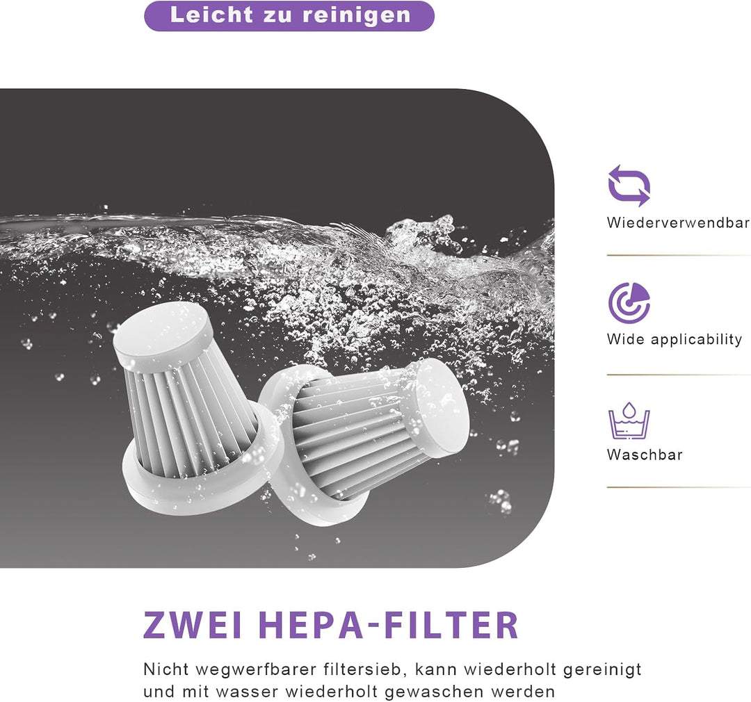 KITBEZN Handstaubsauger, 26KPA Handstaubsauger Akku Kabellos | 135W Autostaubsauger Stark, 4-in-1 Mi