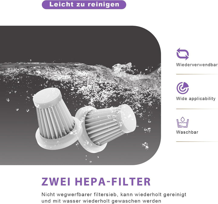 KITBEZN Handstaubsauger, 26KPA Handstaubsauger Akku Kabellos | 135W Autostaubsauger Stark, 4-in-1 Mi