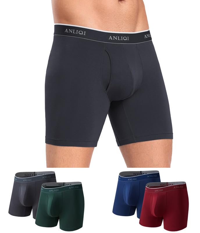 COLORFULLEAF Bambus Boxershorts Herren Lang 3/6/7er Pack Unterhosen Männer Stretch Atmungsaktiv Unte