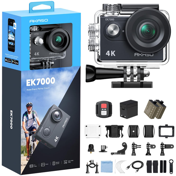 AKASO Action Cam,4K WiFi Action Kamera/Unterwasserkamera 170°Ultra Weitwinkel Full HD Sportcamera mi