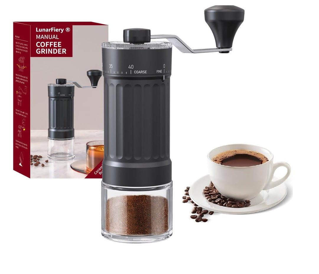 Manuelle Kaffeemühle, 40 einstellbaren Stufen, Tragbare Manuelle Handkaffeemühle, Camping, Büro, Esp