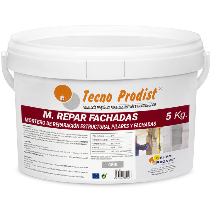 M-REPAR FASSADEN von Tecno Prodist - (5 Kg) - Struktureller Mörtel für die Reparatur von Fassaden, G