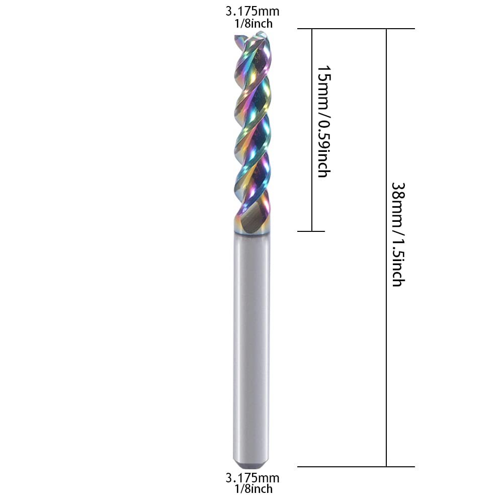 1/8" Hartmetall-quadratische Endfräser für Aluminiumkupferanwendungen, 3-Flöte, 1/8" Schneiddurchmes