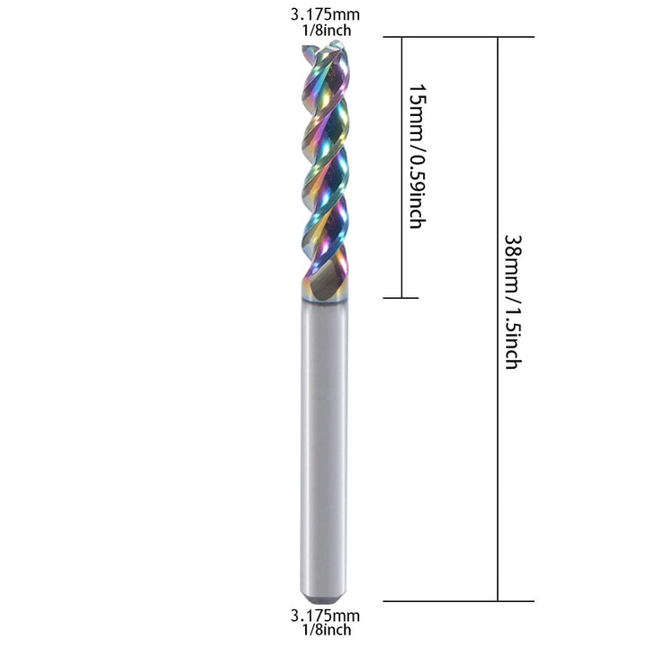 1/8" Hartmetall-quadratische Endfräser für Aluminiumkupferanwendungen, 3-Flöte, 1/8" Schneiddurchmes