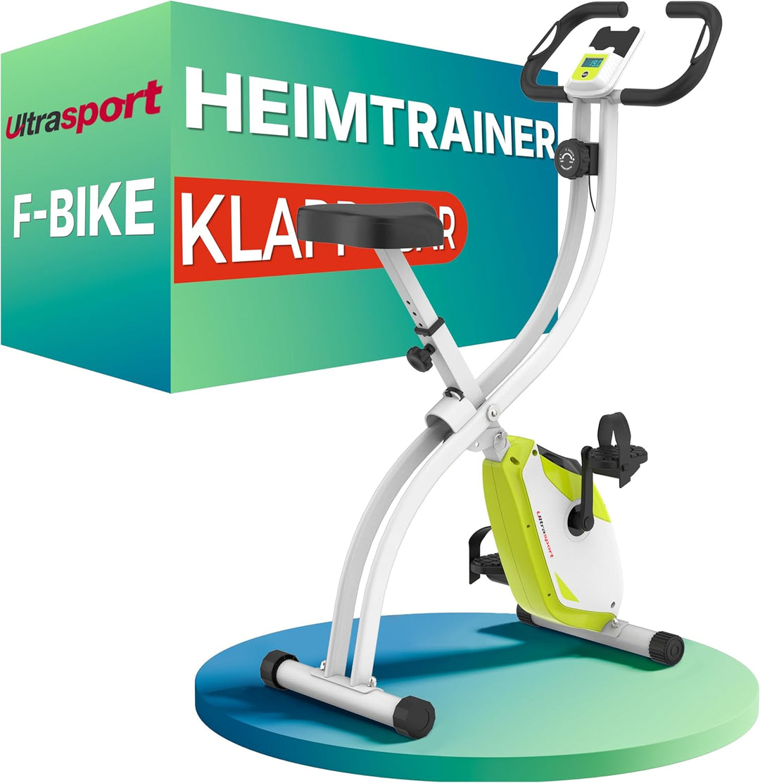 Ultrasport F-Bike 150/200, Heimtrainer, 8 Widerstandsstufen, Tablethalterung, Handpulssensoren, falt