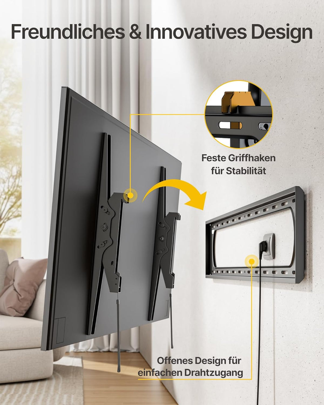 monTEK TV Wandhalterung Neigbar für 60-120 Zoll Fernseher bis zu 136 kg, Universal TV Halterung VESA