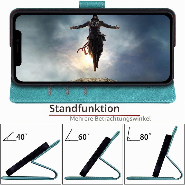 SUANPOT [RFID Schutz für iPhone 14 6.1" Hülle PU Leder Handyhülle Lederhülle Klapphülle Kartenfach F