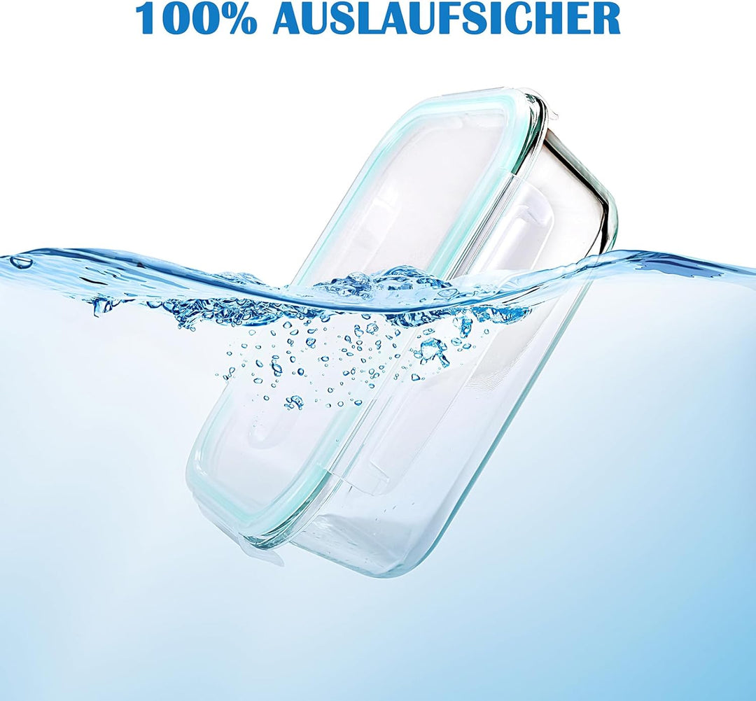 Familien-Set Meal Prep Boxen – 370-640-1040-1520ml Frischhaltedosen Glas Mit Deckel Blau | Mikrowell