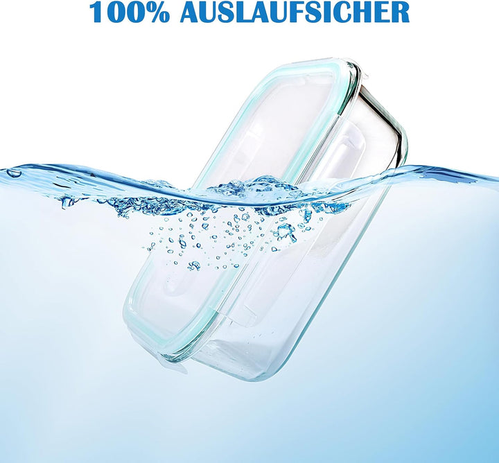 Familien-Set Meal Prep Boxen – 370-640-1040-1520ml Frischhaltedosen Glas Mit Deckel Blau | Mikrowell
