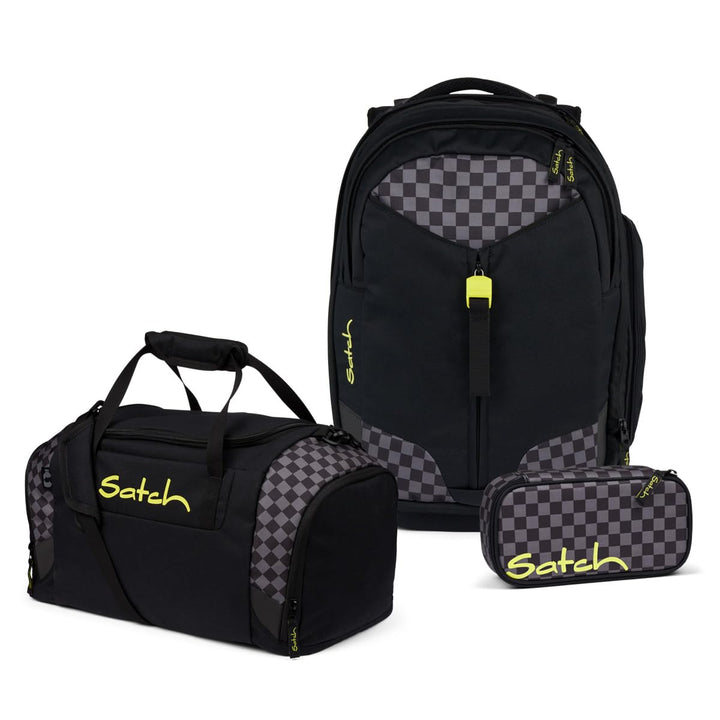 Satch Match Schulrucksack Set 3tlg. (Dark Skate) inkl. Schlamperbox und Sporttasche, Dark Skate