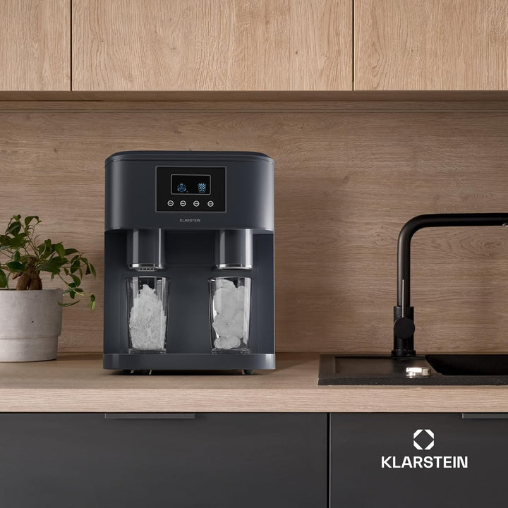 Klarstein Eiswürfelmaschine für Zuhause Camping Gastro, Schnelle Mini-Eiswürfelmaschine Klein, Profi
