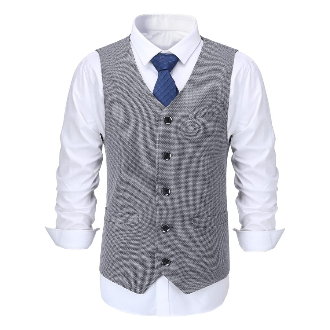 Allthemen Herren Western Weste Herringbone V-Ausschnitt Anzugweste Formale Classic Basic Wollweste f