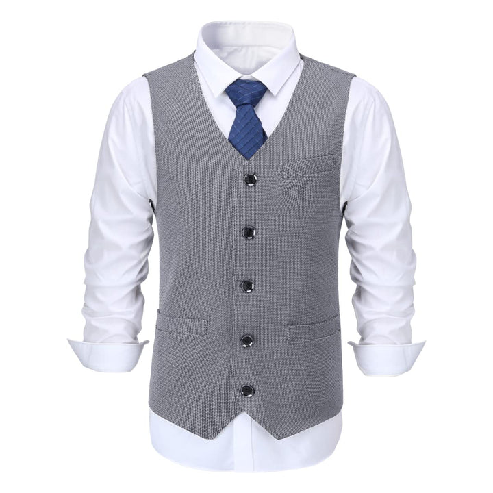 Allthemen Herren Western Weste Herringbone V-Ausschnitt Anzugweste Formale Classic Basic Wollweste f