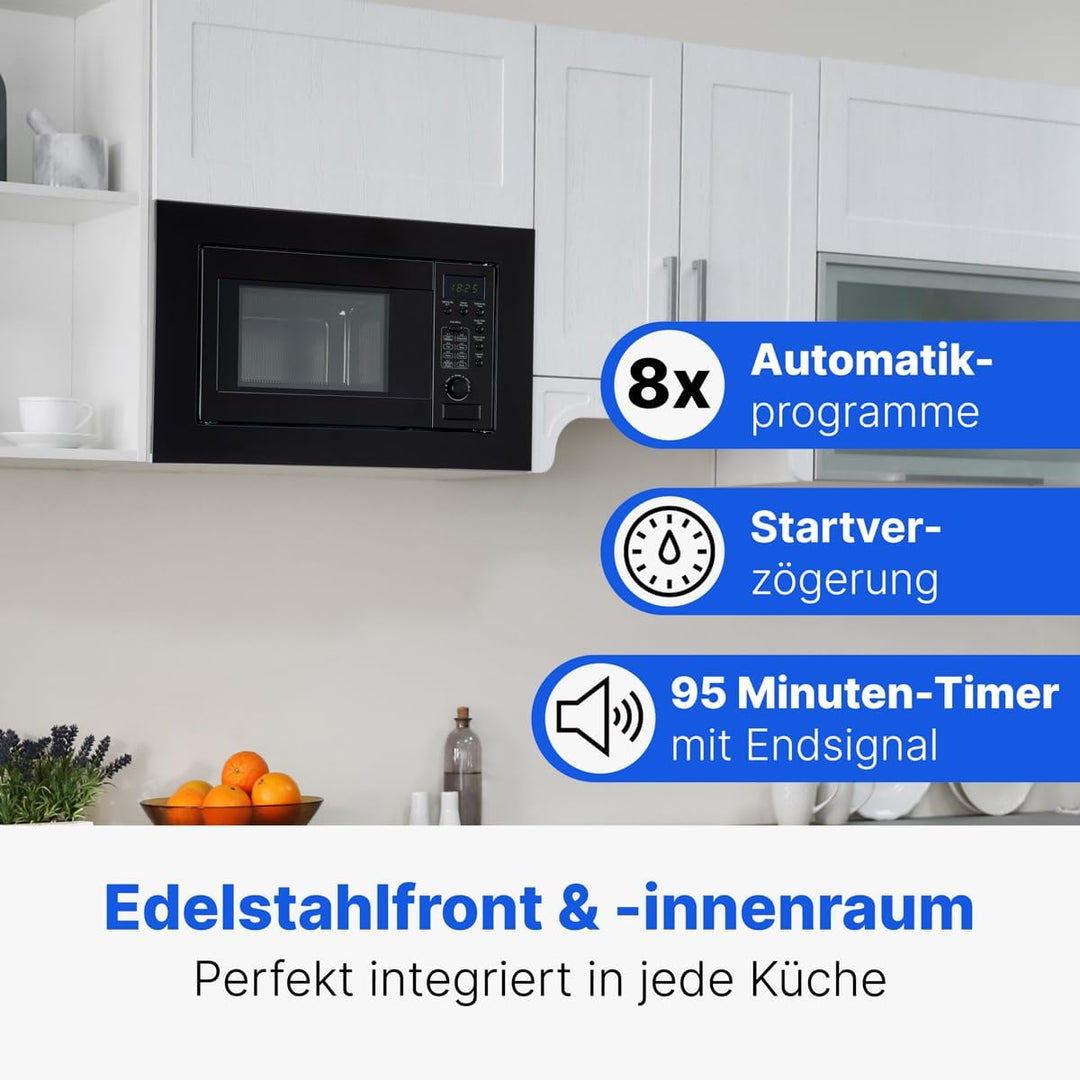 Bomann Einbaumikrowelle mit Grill | 60cm | 800W Mikrowelle | 1000W Grill | inkl. Grillrost und Dreht