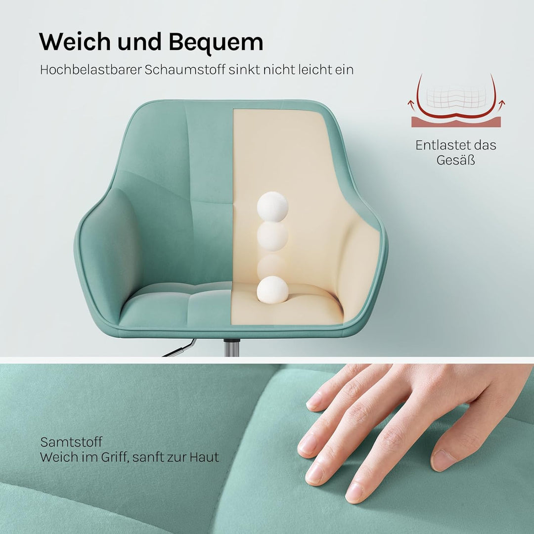 WOLTU Homeoffice Stuhl, Schreibtischstuhl, Drehstuhl, Schminkstuhl, höhenverstellbar, bis 150 kg bel