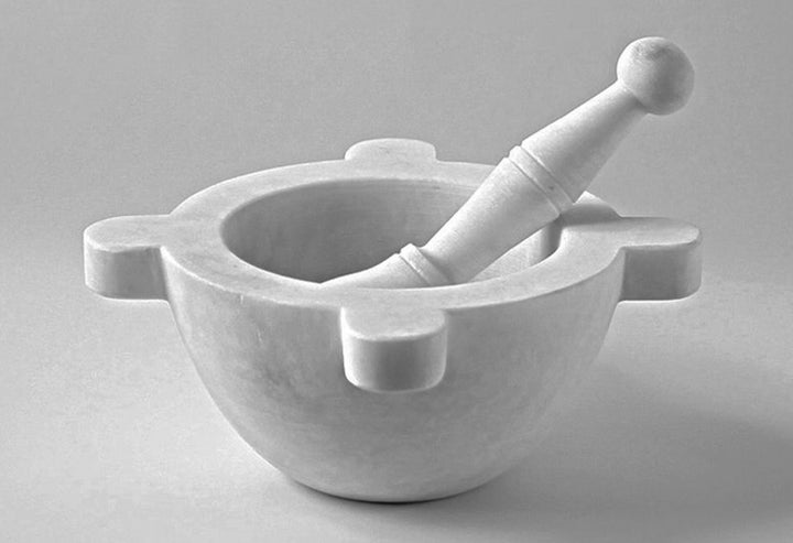 Mörser Küche Marmo weiss mit Stössel White Marble Mortar Made in Italy 20 cm