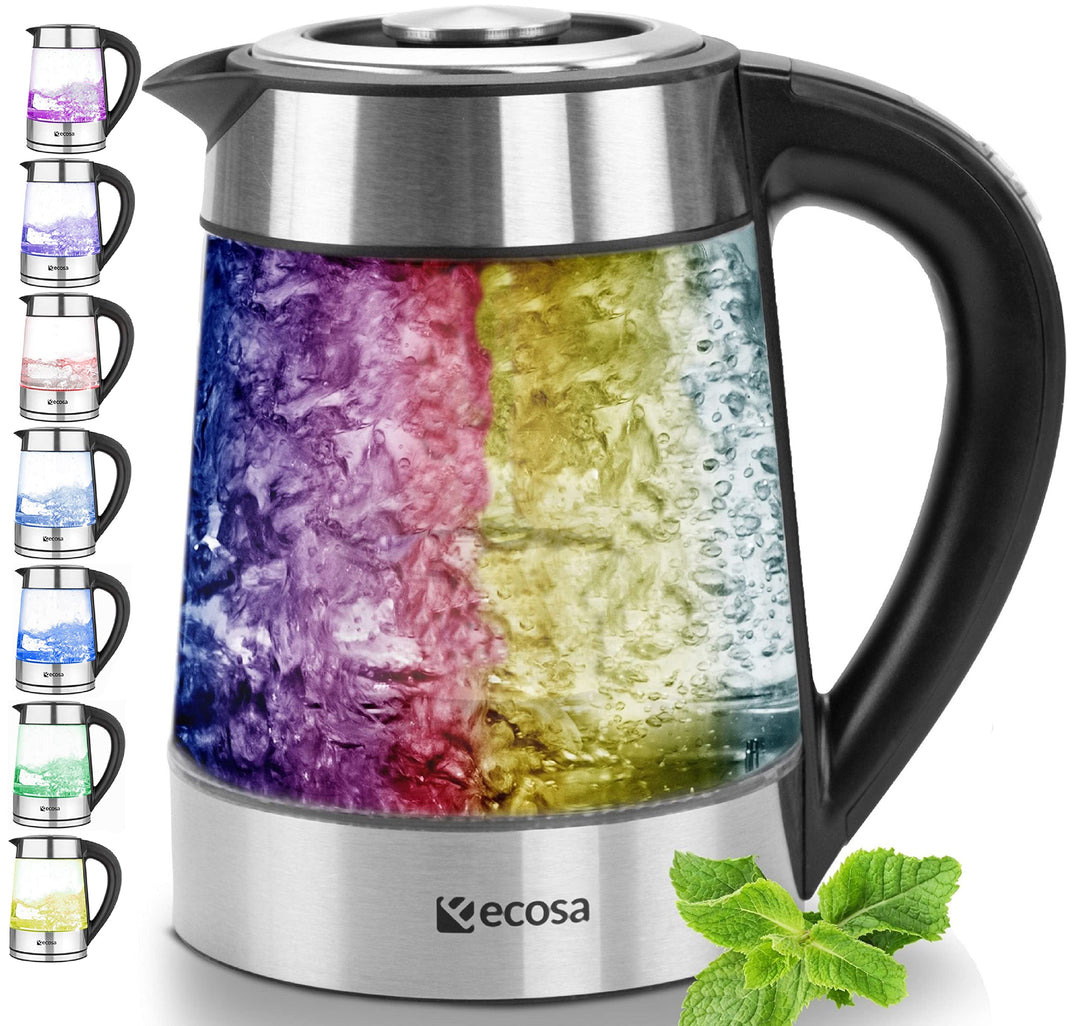 Glas Wasserkocher 1,7 Liter | 100% BPA FREI | 2200 Watt | Edelstahl mit Temperaturwahl | Teekocher |