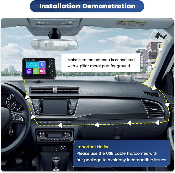 Hikity DAB/DAB+ Radio Adapter für Autoradio/Hausgebrauch, 2,4" LCD Tragbares Autoradio DAB mit FM Tr