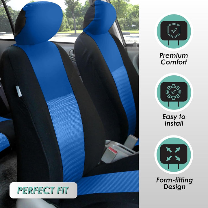 FH GROUP FB060115 Trendy Elegance Full Set car seat Covers (Airbag & Split Ready), Blue, Blue