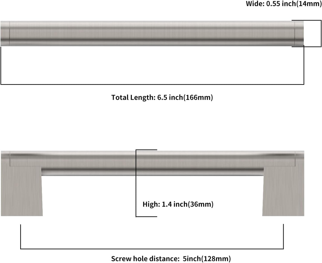 9BUILD 10 Stück Schrankgriffe Gebürsteter Nickel Lochabstand 128mm Griffe für Küchenschränke Edelsta