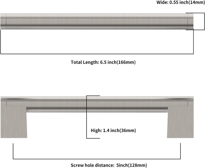 9BUILD 10 Stück Schrankgriffe Gebürsteter Nickel Lochabstand 128mm Griffe für Küchenschränke Edelsta