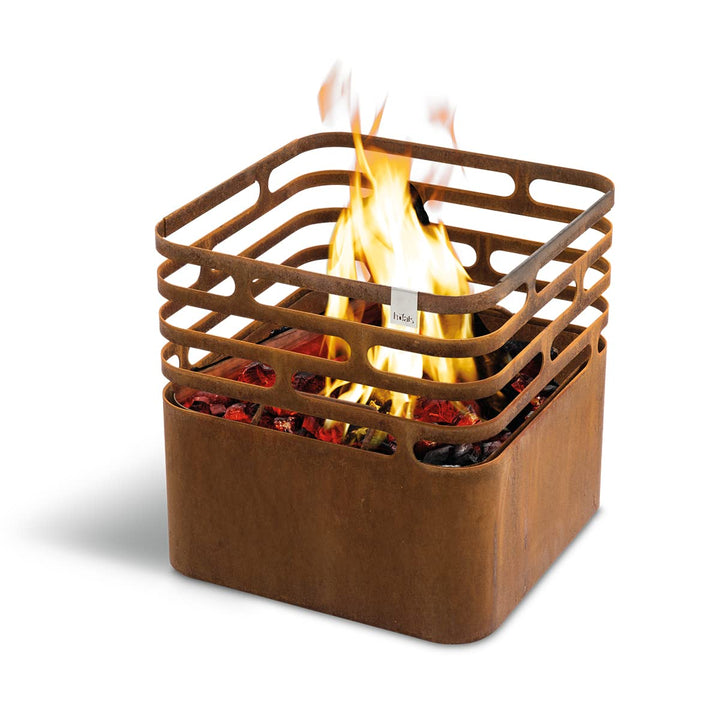 höfats - Cube Feuerkorb - Feuerschale, Grill, Hocker und Tisch - Feuerstelle für Garten und Terrasse