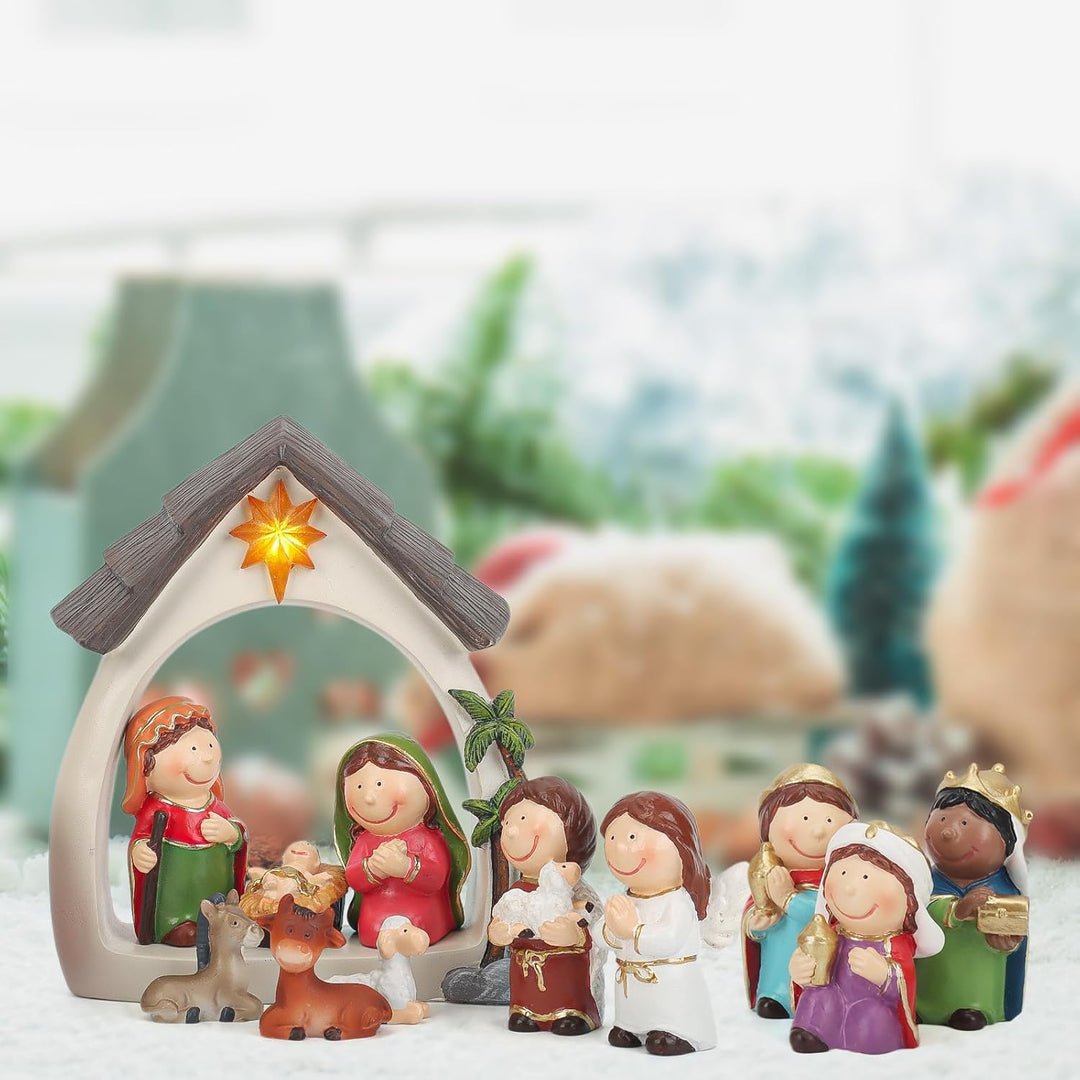 Weihnachtskrippe,Krippenfiguren Set für Oster,Oster-Auferstehungsszene-Set,Ostergeschenke Osterdekor