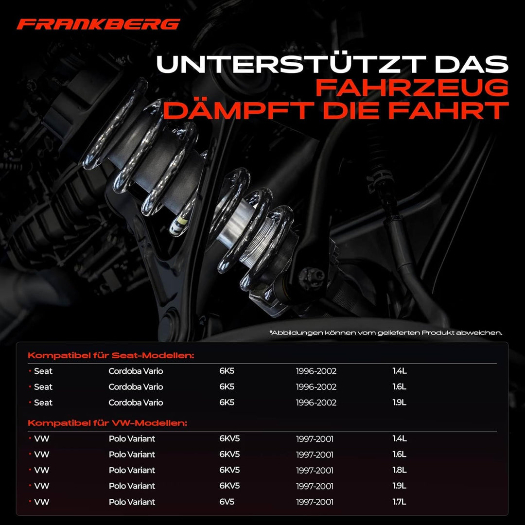 Frankberg 2x Federn Fahrwerksfeder Hinterachse Links Rechts Kompatibel mit Cordoba Vario 6K5 1.4L-1.