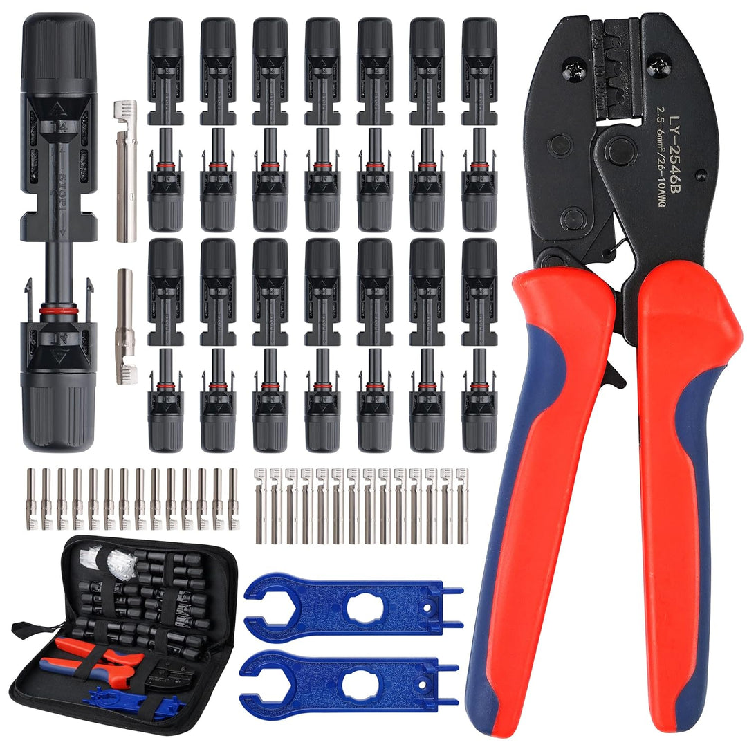 Solar Crimpzange Set 15 Paar Solarstecker Männlich/Weiblich 1 Stk Crimper Crimpwerkzeug 2 Stk Schrau