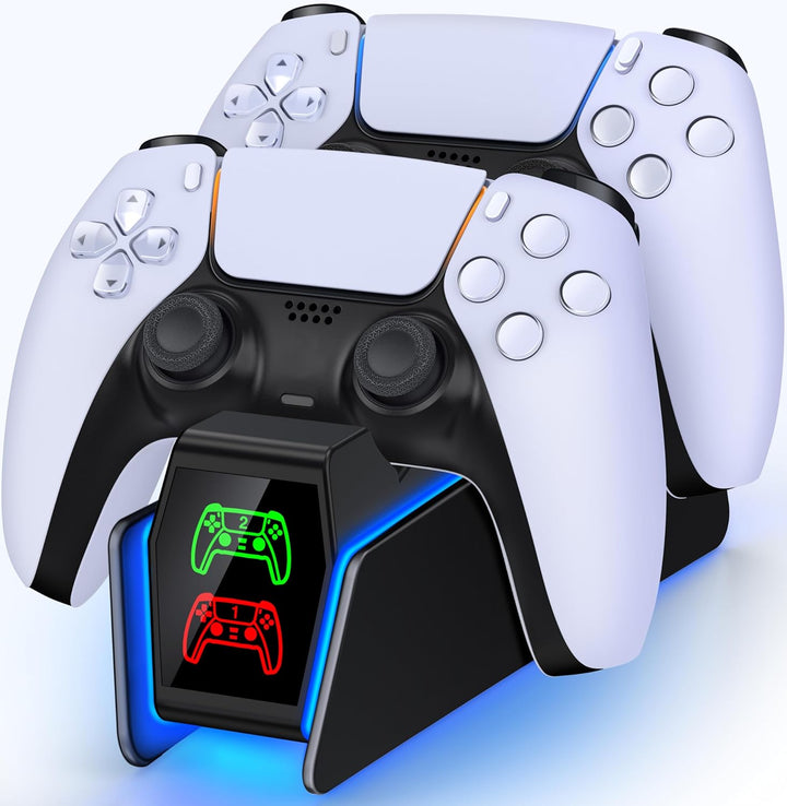 PS5 Controller Ladestation Zubehör, Dual PS5 Ladestation Controller mit RGB Light, Ladestation PS5 C