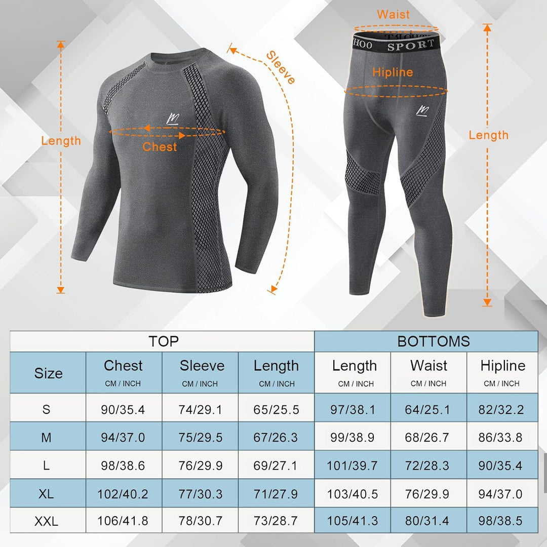 MeetHoo Thermounterwäsche Herren, Funktionsunterwäsche mit Rollkragen Skiunterwäsche Winter Thermowä