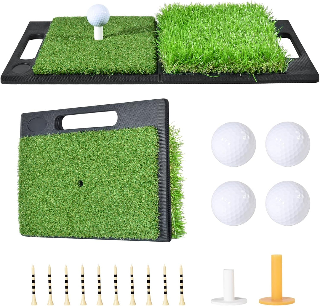 Golf Abschlagmatte 51 x 40 cm,Golf Übungsmatte mit 4 Golfbällen & Zubehör für Zuhause Indoor Outdoor