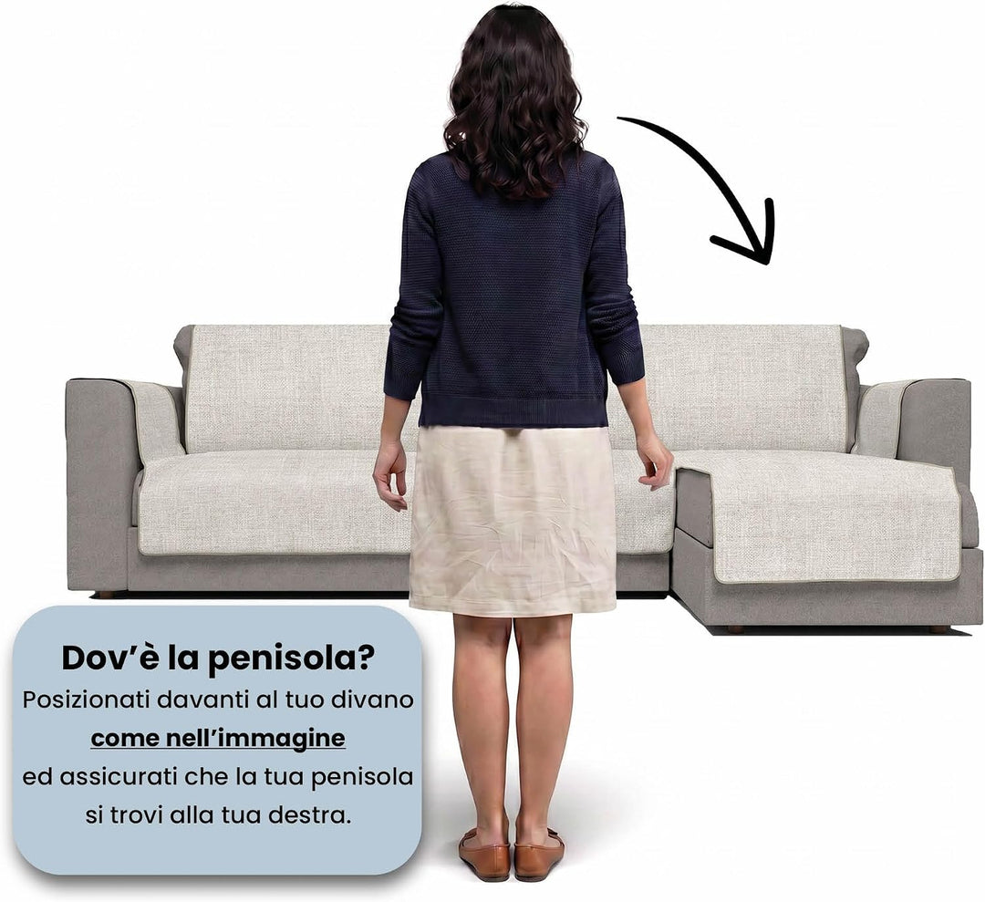 Komfort-Antigleiten-Sofa-Decke mit chaiselongue,290cm, beige 290 cm Beige, 290 cm Beige