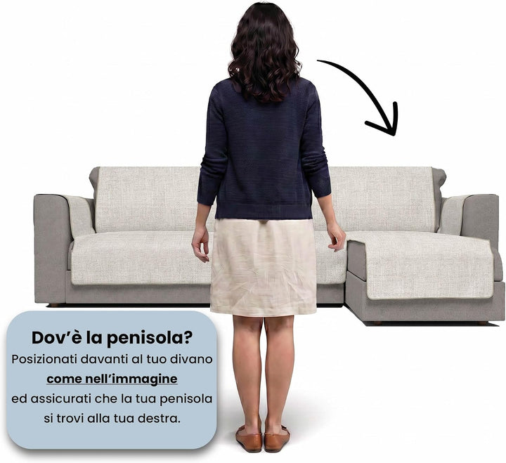 Komfort-Antigleiten-Sofa-Decke mit chaiselongue,290cm, beige 290 cm Beige, 290 cm Beige