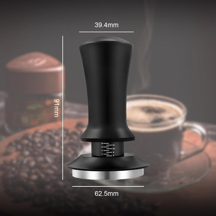 Verstellbarer Kaffee Tamper 58mm mit Federautomatik | Höhenverstellbar bis 12 mm, Rutschfester ergon