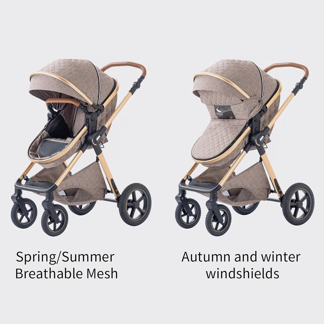 BEBBY Kinderwagen, Standard-Kinderwagen, Kinderwagen 3 in 1,Kinderwagen mit Faltbarem Tragbarem für