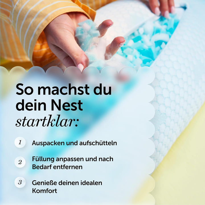 Cloudpillo Nest Körperkissen 150x24 cm - Memory-Foam-Kissen für Seitenschläfer, Schwangerschaft und