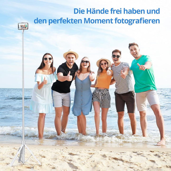 ATUMTEK 150CM Selfie Stick, TikTok Selfie-Stick mit Hochbelastbarem Aluminium und Rutschfesten Handy