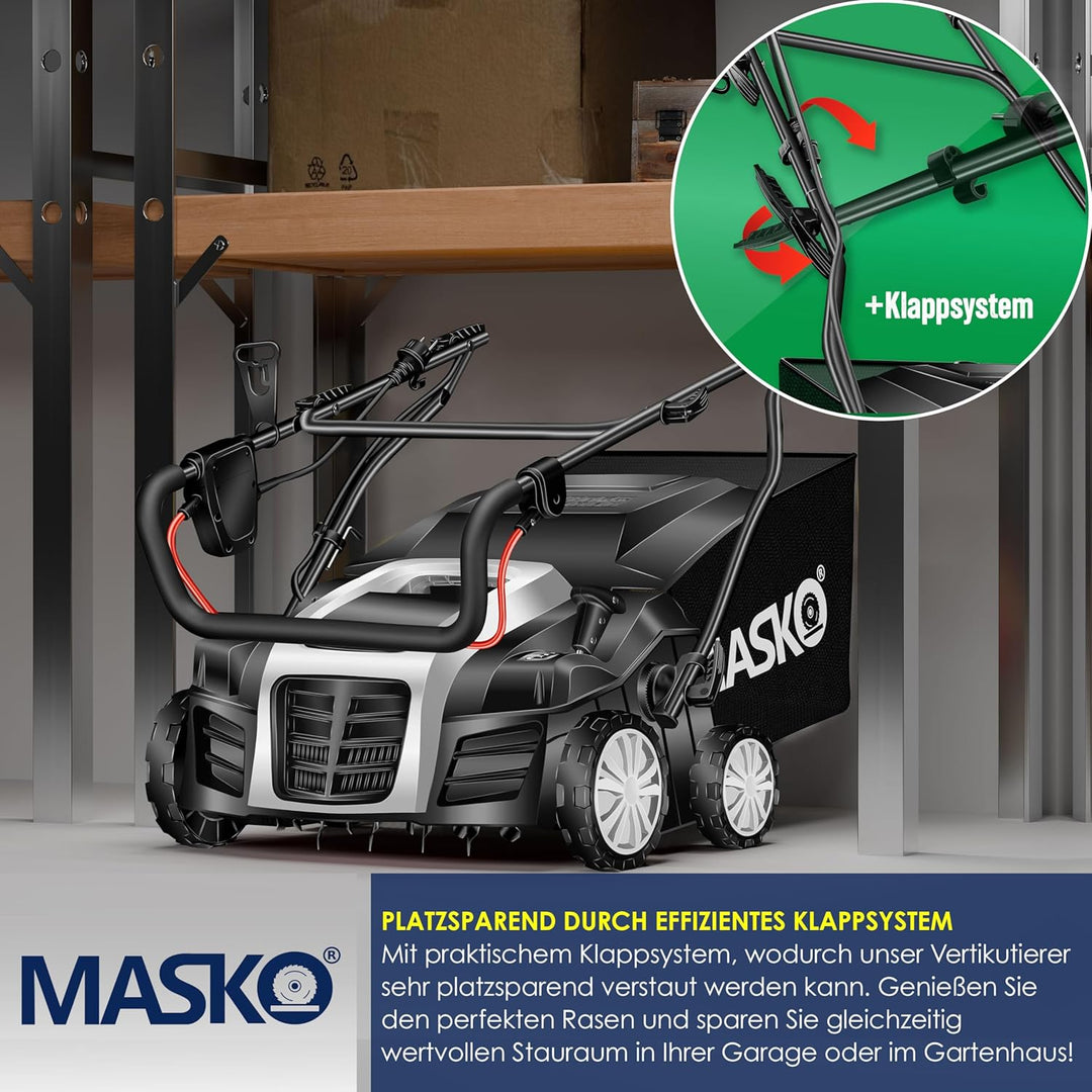 MASKO® - Elektro 2in1 Vertikutierer Rasenlüfter 1800 Watt 40cm Arbeitsbreite 55L Fangkorb inkl. Lüft
