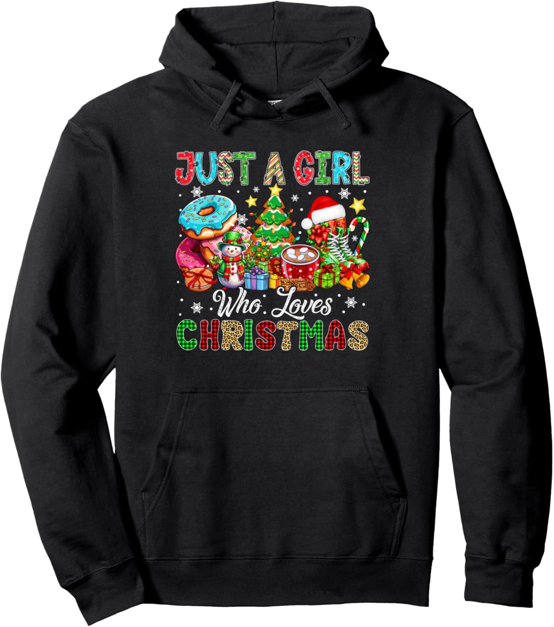Just A Girl Who Loves Christmas Donut Lover Funny Foodies Pullover Hoodie