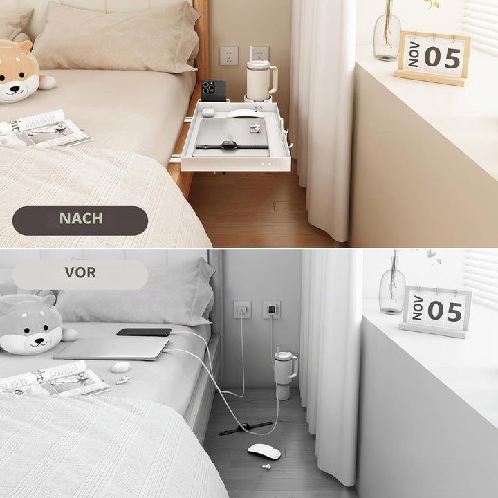Bettablage zum Einhängen, Metall Nachttisch zum Einhängen Klemmbar Bett Ablage für Etagen & Oberes B