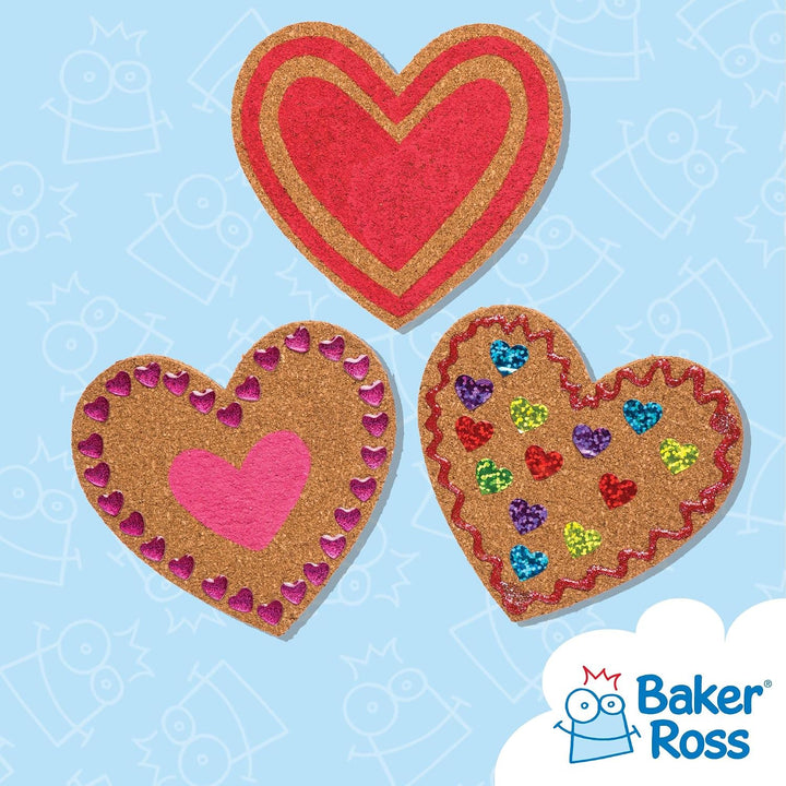 Baker Ross Grosspackung Kork-Untersetzer „Herz“ (30 Stück) – Bastelidee zum Valentinstag oder Mutter