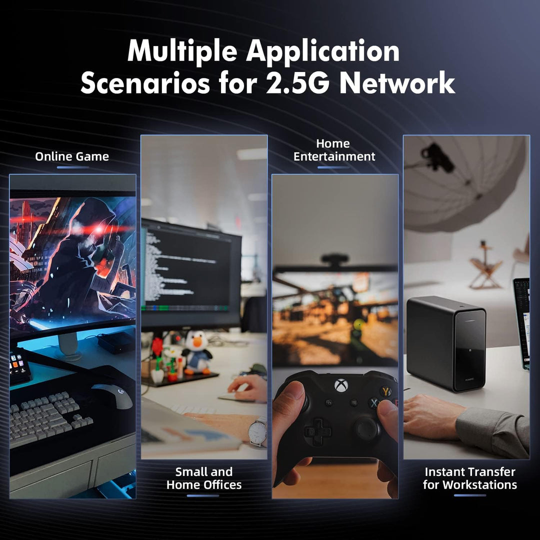 YuLinca 4 Port 2.5G Netzwerk Switch mit 2x10G SFP, 4 x 2.5GBASE-T Ports, kompatibel mit 100/1000/250