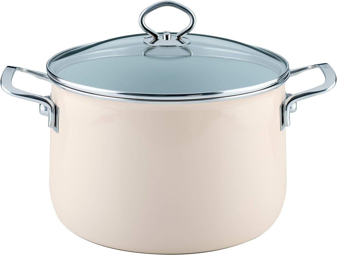 Riess, 0705-011, Fleischtopf mit Glasdeckel, NOUVELLE-AVORIO EXTRA STARK, Durchmessser 24 cm, Höhe 2