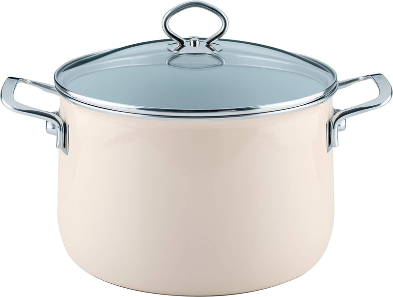 Riess, 0705-011, Fleischtopf mit Glasdeckel, NOUVELLE-AVORIO EXTRA STARK, Durchmessser 24 cm, Höhe 2