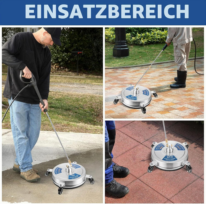 35,6 cm Hochdruckreiniger Oberflächenreiniger Aufsatz mit 4 Rädern, 1/4 Zoll Schnellverbinder, 2 Ver