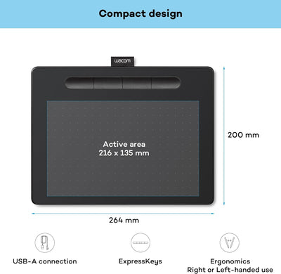 Wacom Intuos Medium Zeichentablett - Tablet zum Zeichnen & zur Fotobearbeitung mit druckempfindliche